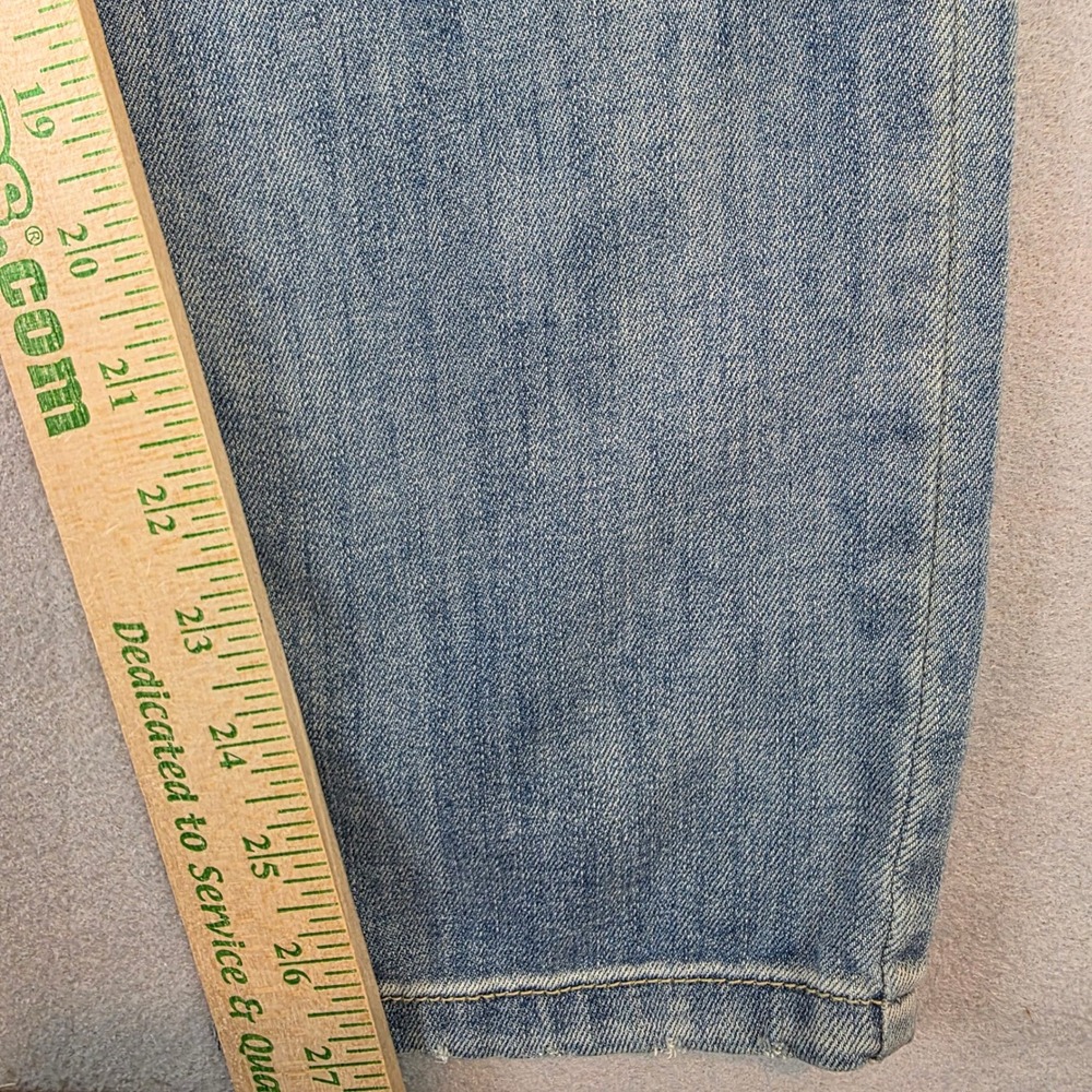 Free People Denim Overalls 28 Stretch Cross Back Adjustable Straps Straight Leg - Picture 11 of 11